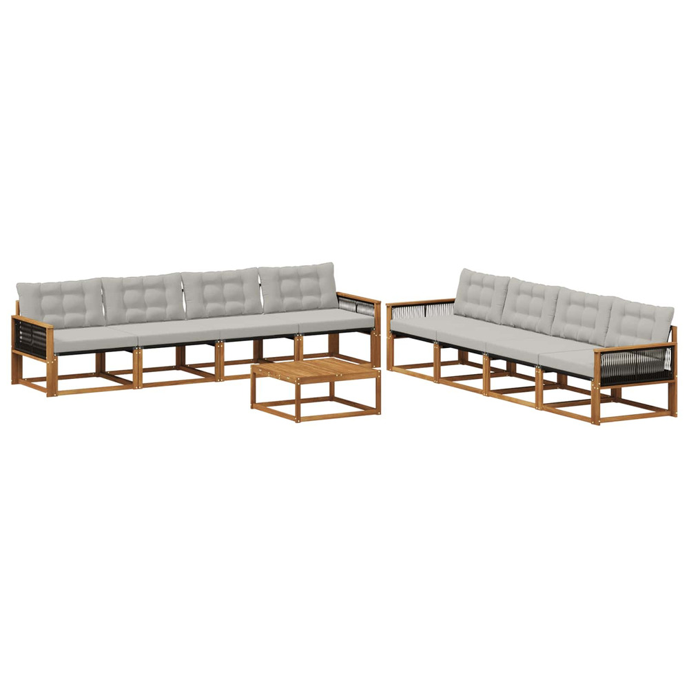 Ensemble de canapés d'extérieur 9 pcs naturel et gris clair