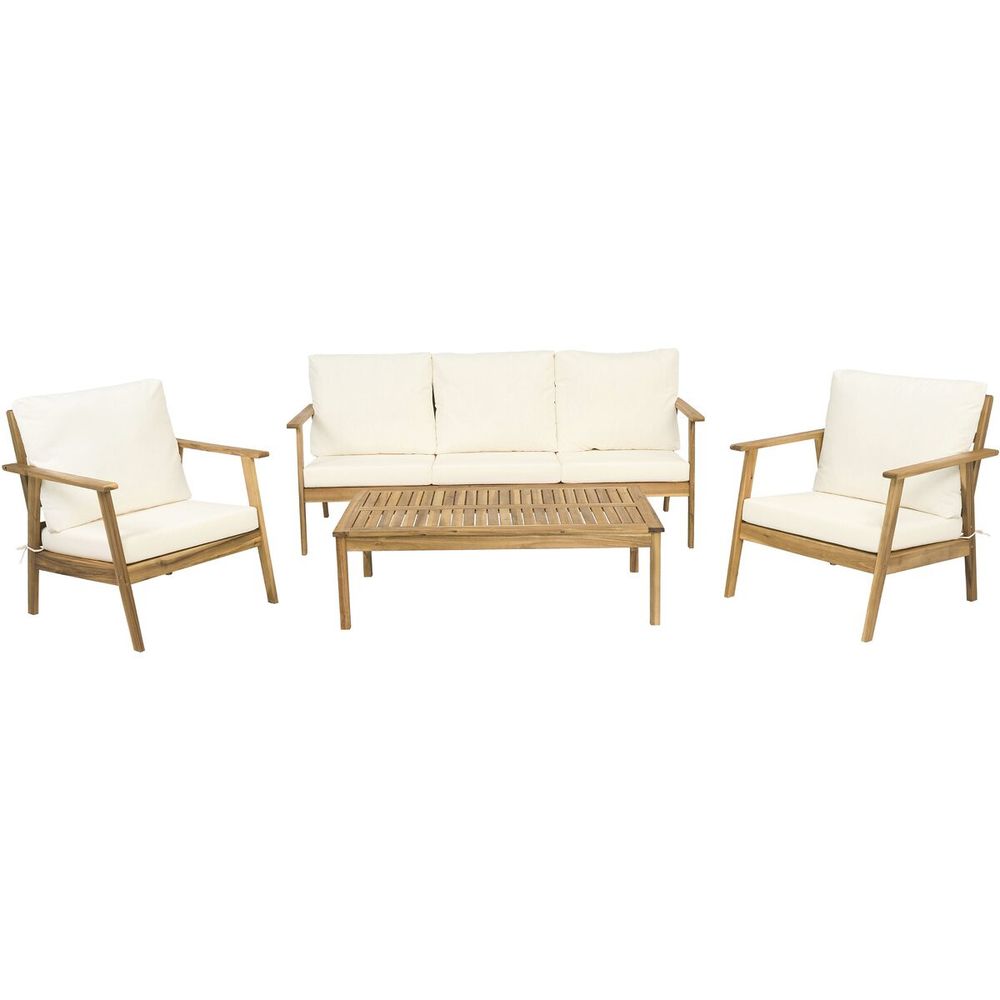 Salon de jardin en bois d'acacia avec coussins 