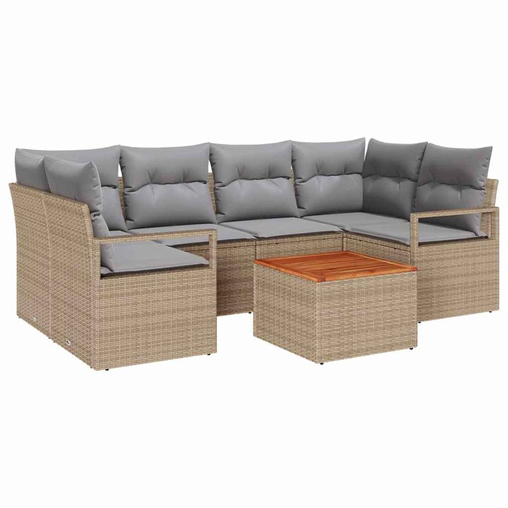 Ensemble de canapé de jardin 7 pc beige polyrotin