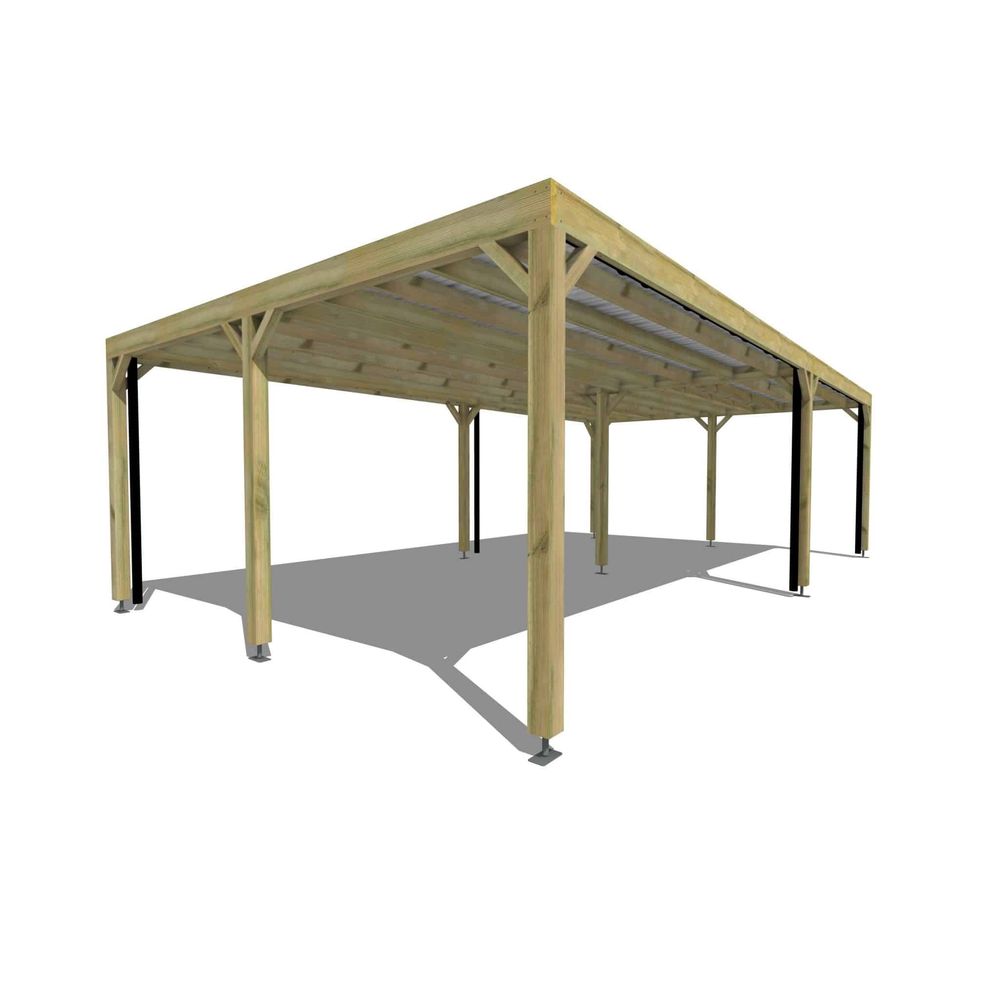 Carport bois autoportant 3 voitures 45 m² • 9 x 5 m • hauteur de passage 2,37 m • sens largeur • livraison comprise