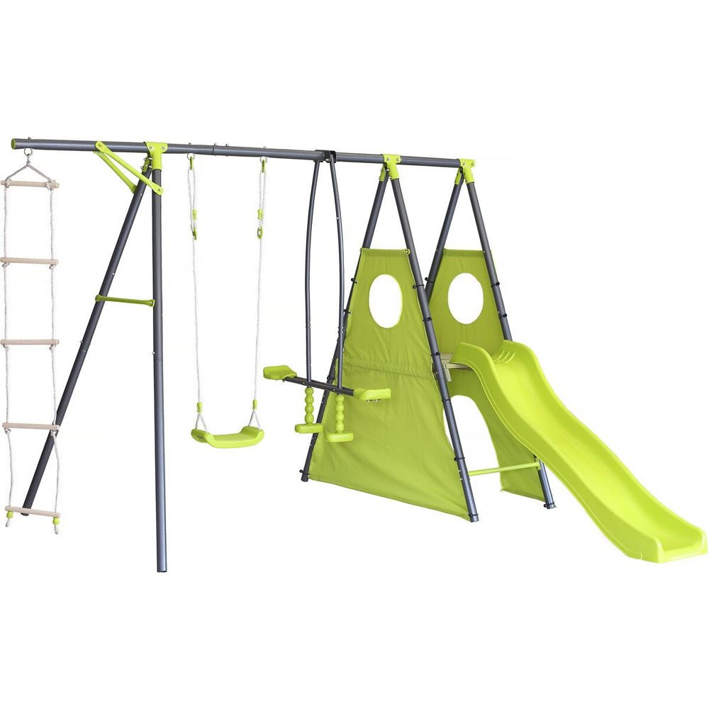 Portique de jeu métal avec toboggan 