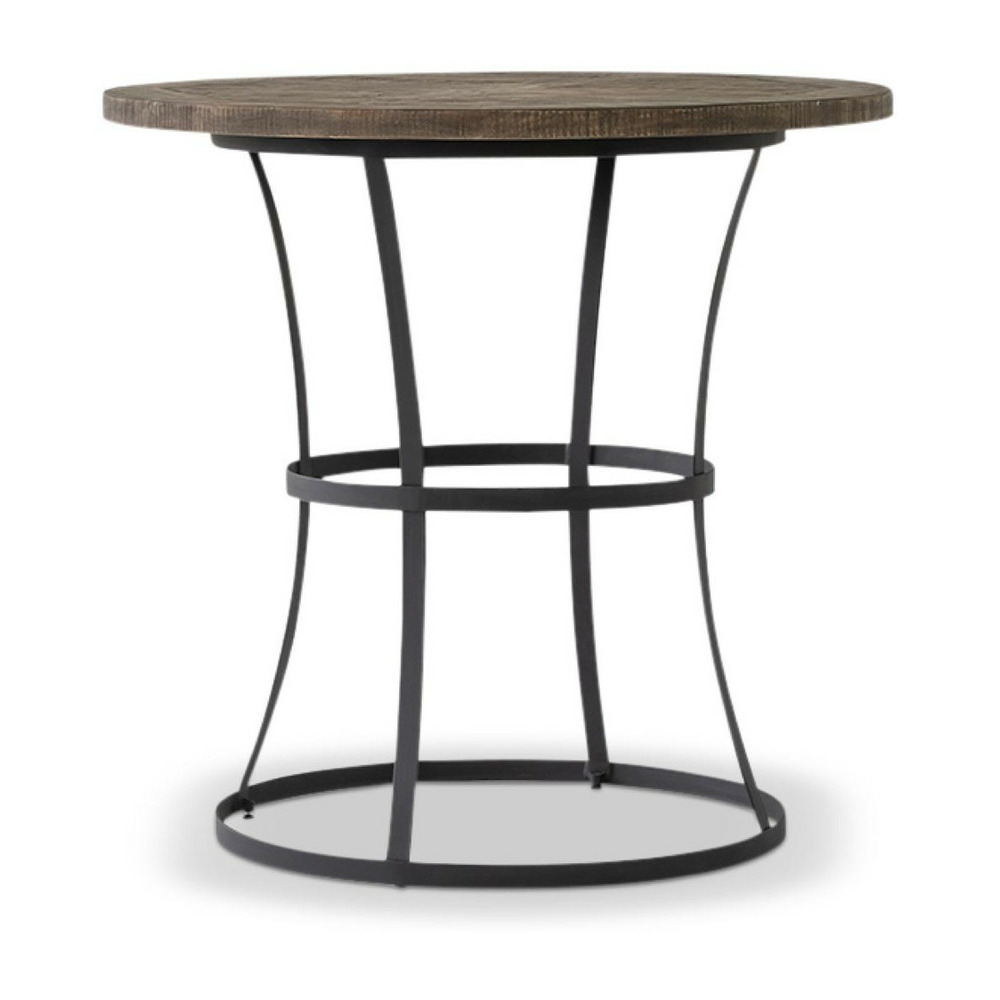 Table haute bois fer forgé 110x110x105cm - marron