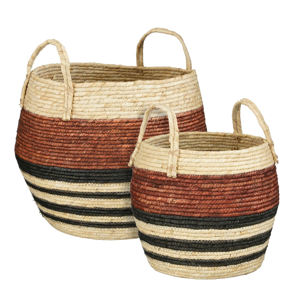 Mica decorations panier rangement avec poignées – set de 2 paniers – décoration chambre et rangement – 34 x ø28 cm et 44 x ø40 cm