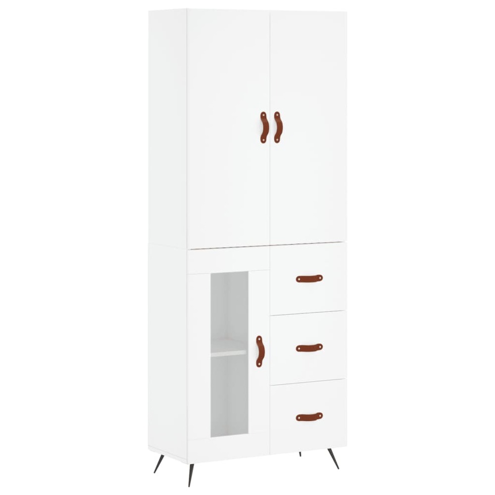 Buffet bahut commode armoire meuble de rangement organisateur cuisine salle de séjour salon haut 69,5 x 34 x 180 cm bois d'in