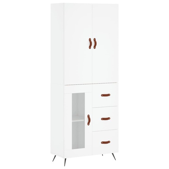 Buffet bahut commode armoire meuble de rangement organisateur cuisine salle de séjour salon haut 69,5 x 34 x 180 cm bois d'in