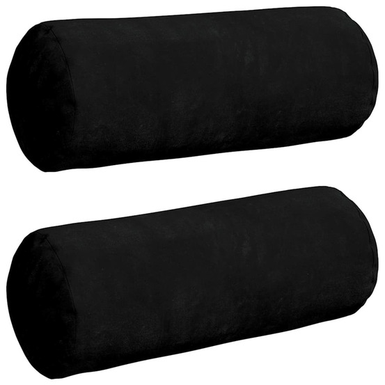 Coussins d'accent 2 pcs noir ø 15 x 40 cm tissu en microfibre