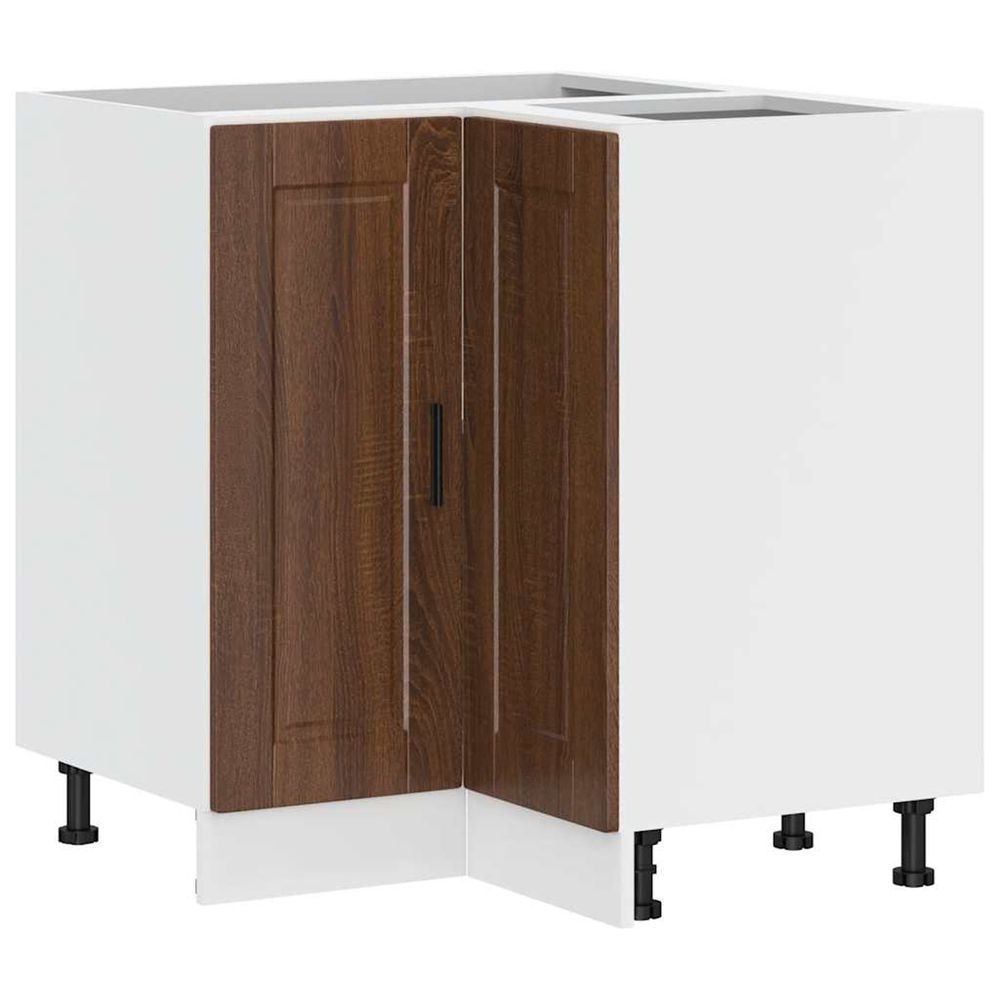Armoire d'angle de cuisine porto chêne marron bois d'ingénierie