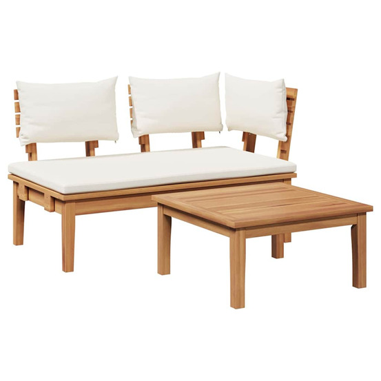Banc de jardin 2 pcs marron teck massif