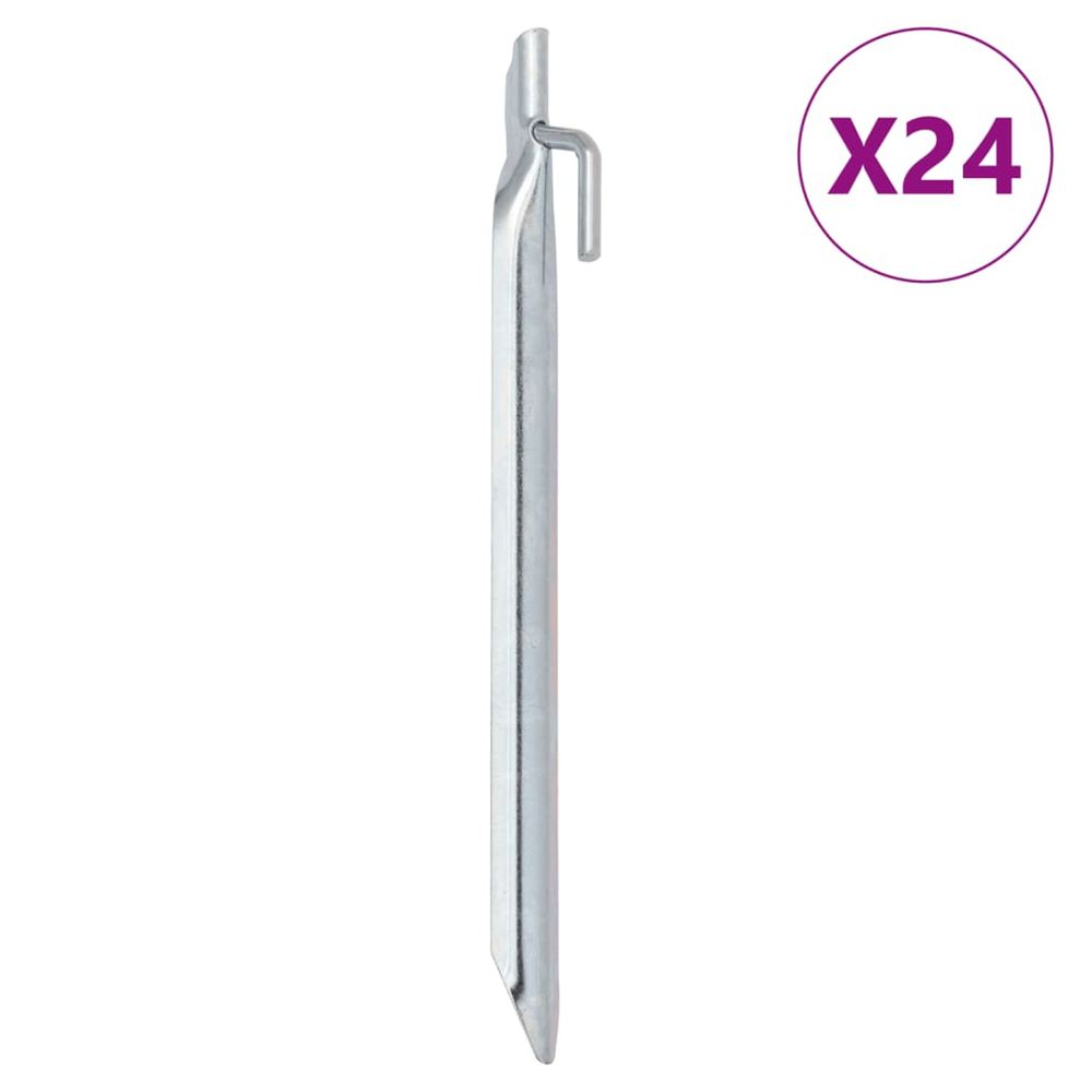 Piquets de tente 24pcs en forme de v 24cm ø20mm acier galvanisé