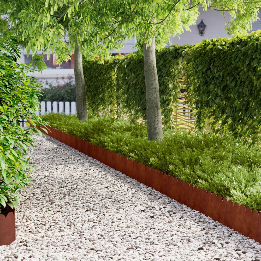 Bordure jardin acier aménagement flexible plates-bandes 103x25cm rouillé