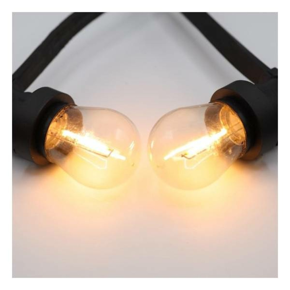 Guirlande guinguette extérieur 10m 10 ampoules led filament 1w e27 blanc chaud plastique ip65