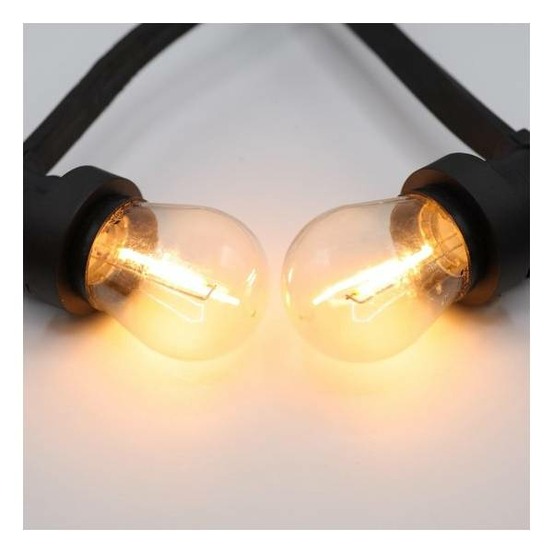 Guirlande guinguette extérieur 10m 10 ampoules led filament 1w e27 blanc chaud plastique ip65
