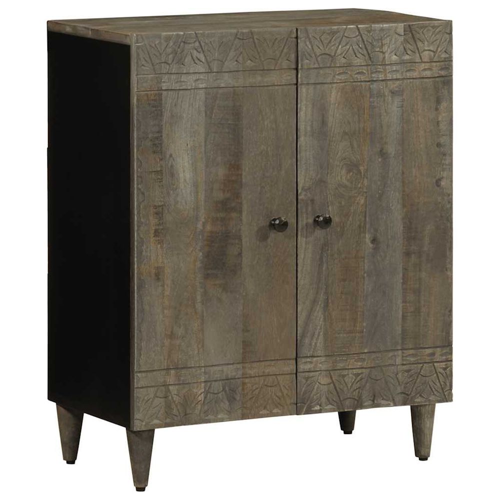 Buffet gris clair 60x33,5x75 cm bois de manguier massif