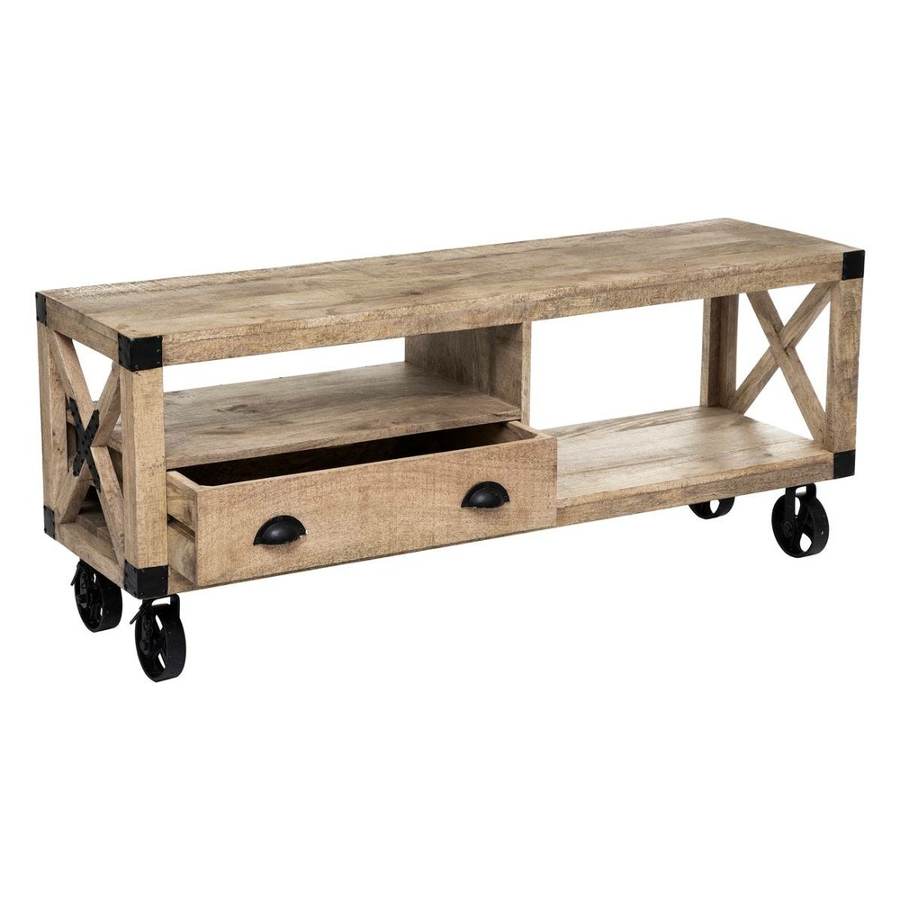 Meuble tv silas - métal & manguier 58x140 cm