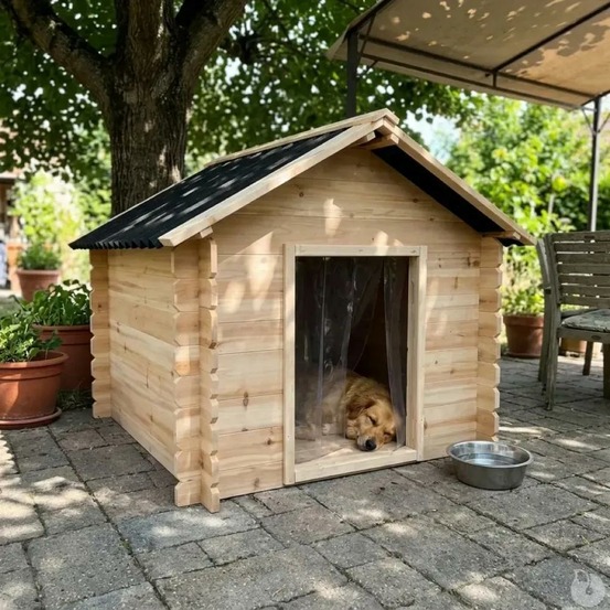 Niche en bois d'épicéa chalet madrier - taille l - toit pvc