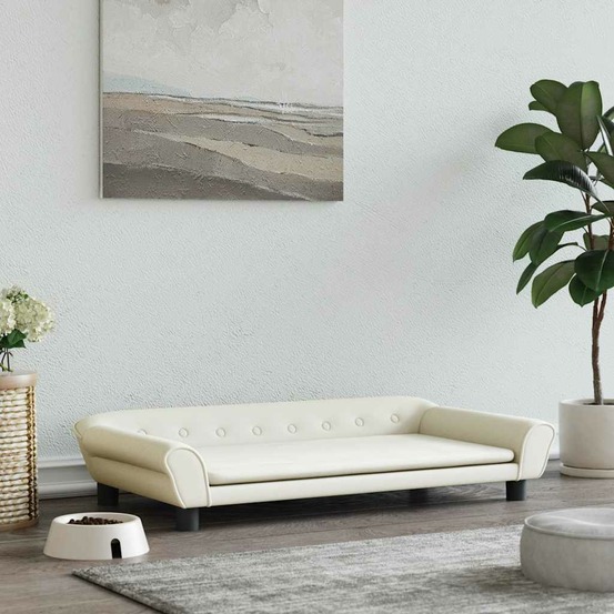 Lit pour chien crème 100x50x21 cm velours