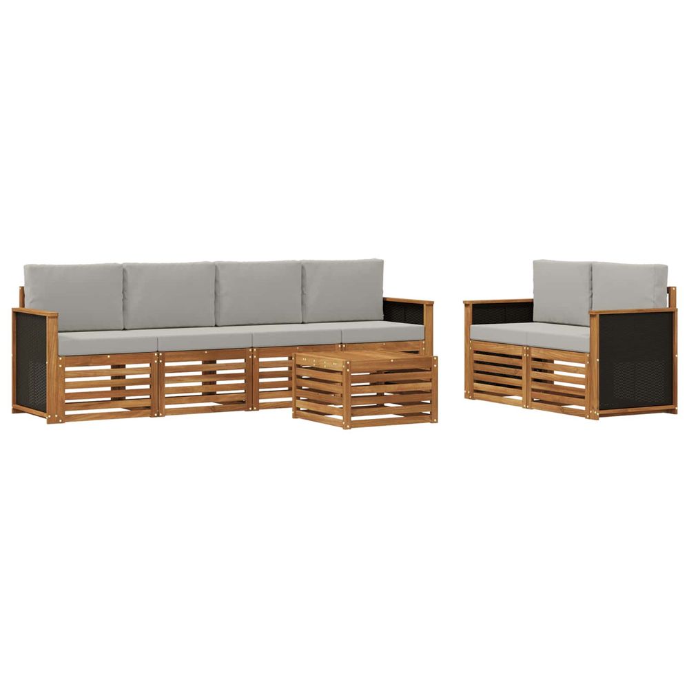 Ensemble de canapés d'extérieur 7 pc naturel et gris clair