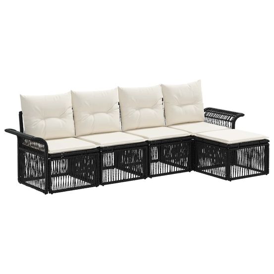 Ensemble de canapé de jardin 5 pc noir polyrotin