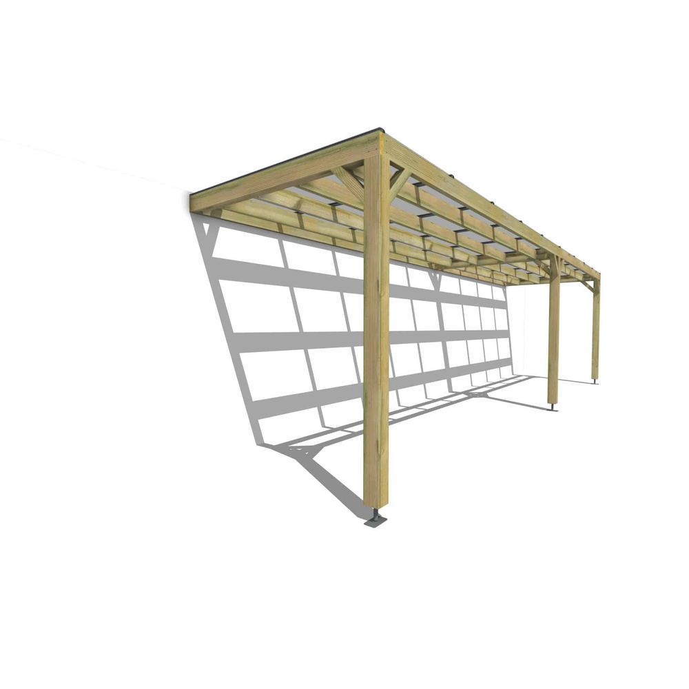 Pergola bois • 9m x 2m • adossée • sens largeur • couverture étanche transparente incluse • livraison comprise