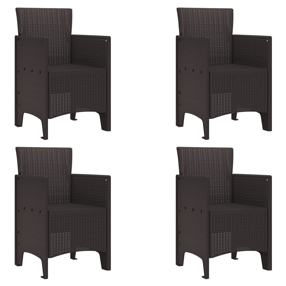Chaises de jardin 4 pcs marron poly rotin