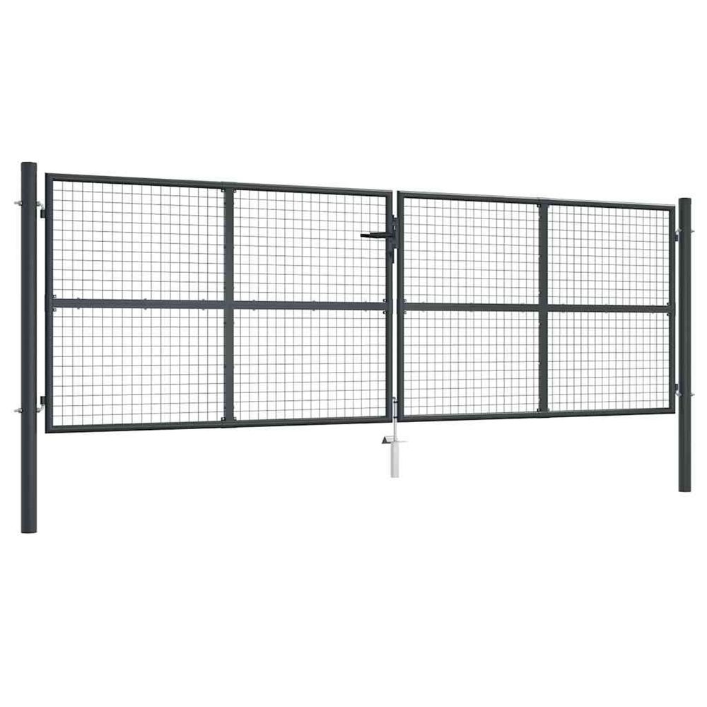Portail de jardin grillagé en acier galvanisé gris 400 x 125 cm