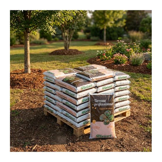 Palette de 20 sacs de 70 l de terreau prêt à l'emploi fleurissement pae florivert neg01617-20x70