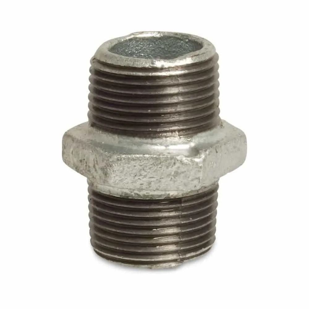 Double mamelon 3/4 pouce, fonte malléable galvanisée