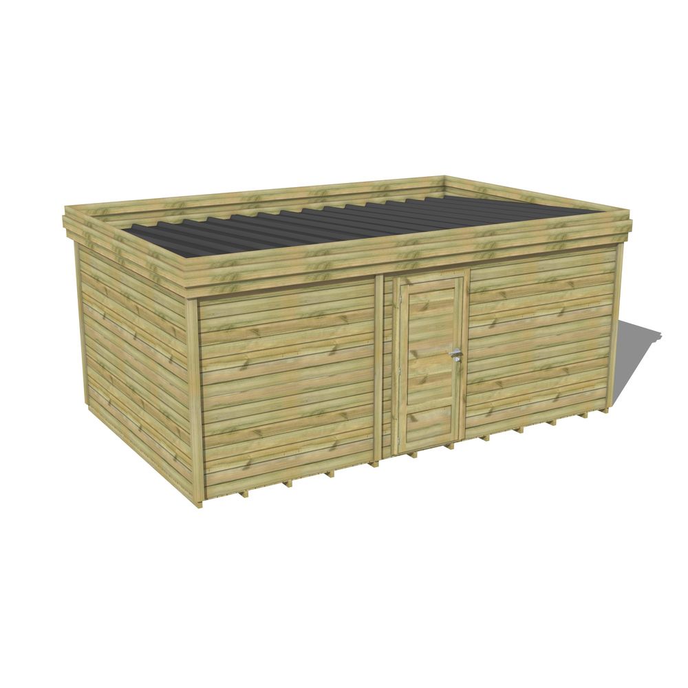 Abri de jardin bois pin traité autoclave 27mm - 5,495x3,44m / 19m2 - bac acier - plancher bois