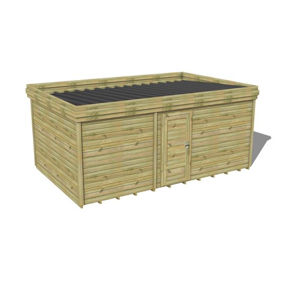 Abri de jardin bois pin traité autoclave 27mm - 5,495x3,44m / 19m2 - bac acier - plancher bois