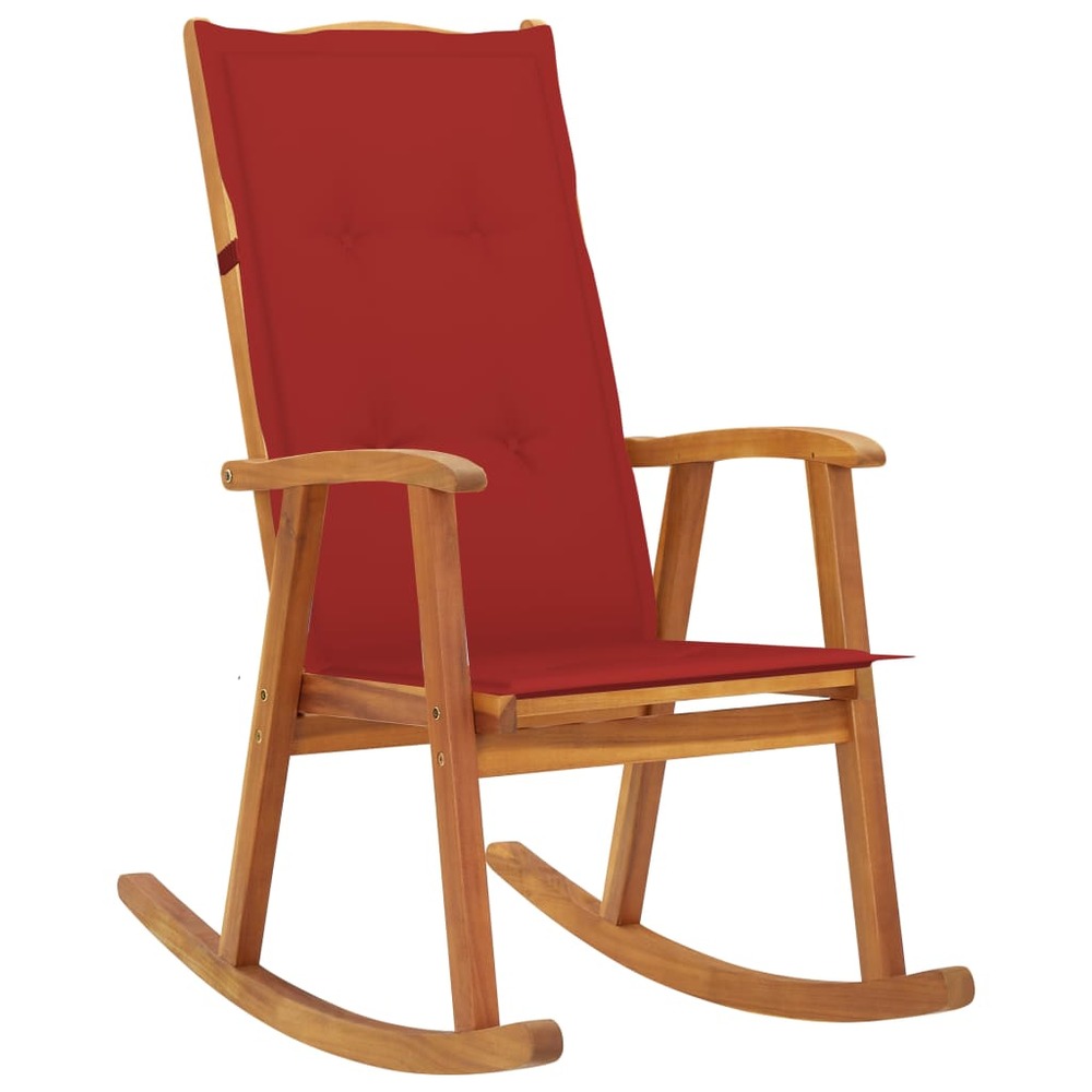 Chaise à bascule avec coussins bois d'acacia massif