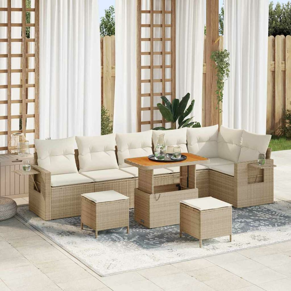 Ensemble de canapé de jardin 11 pcs beige et crème polyrotin