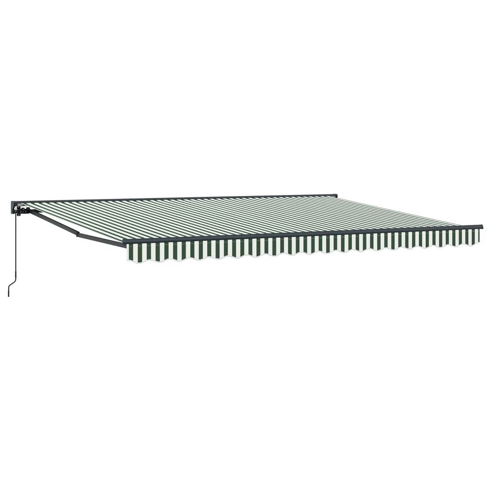 Auvent rétractable manuel vert et blanc 5 × 3,5 m