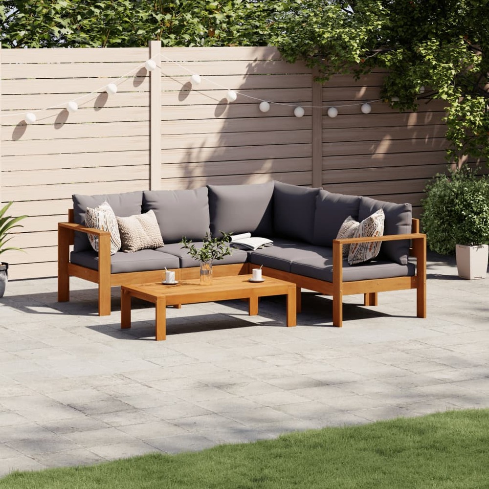 Salon de jardin avec coussins 4 pcs bois d'acacia massif