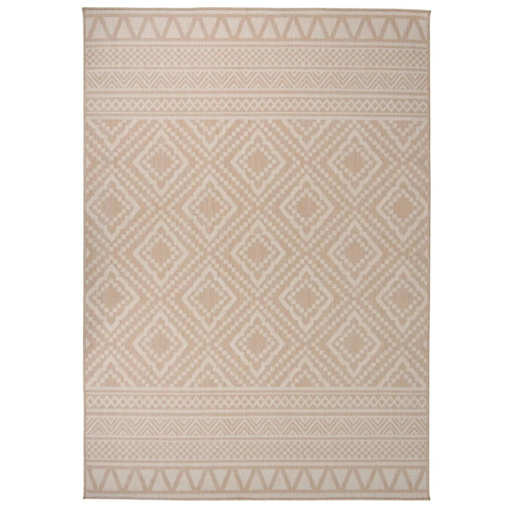Tapis à tissage plat d'extérieur 140x200 cm rayures brunes