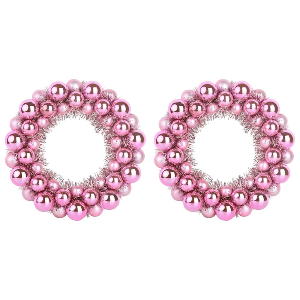 Couronnes de boules de noël 2 pc rose 33 x 33 x 7 cm