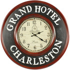 Horloge ancienne murale grand hôtel charleston 59cm - fer - rouge-bordeaux