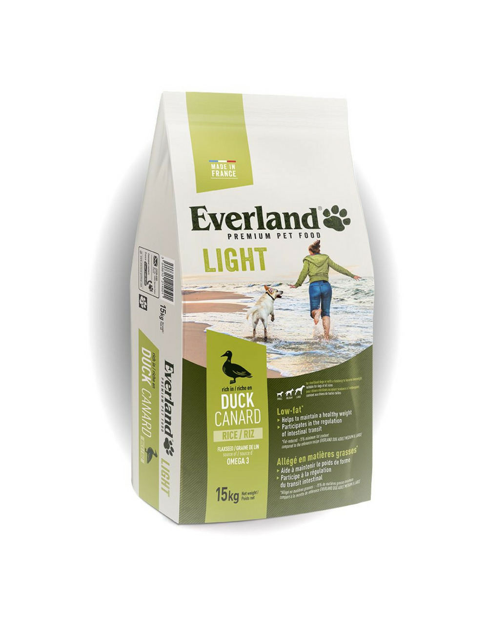Aliment chien croquettes light adult stérilisé 15 kg - everland