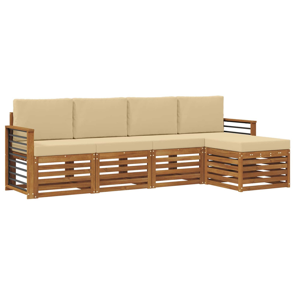 Ensembles de canapés avec coussin 5 pcs naturel et beige
