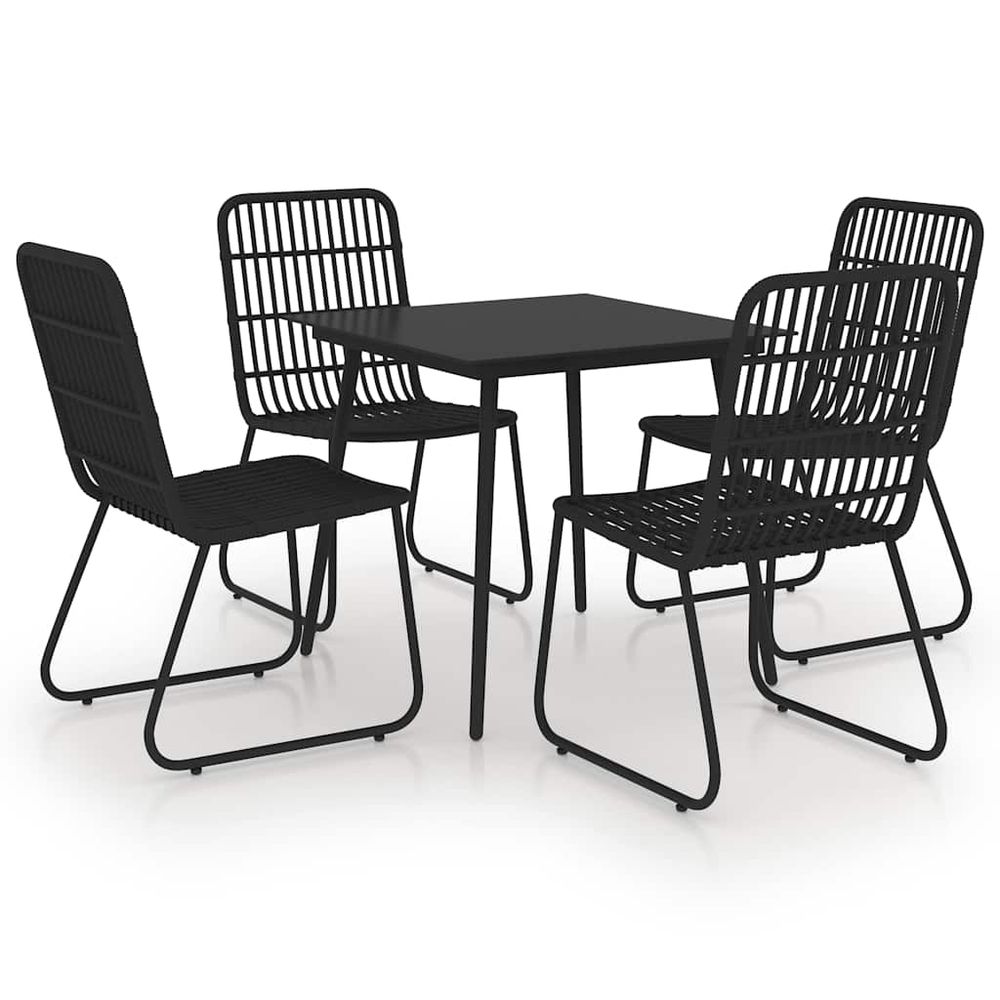 Ensemble à manger d'extérieur 5 pcs résine tressée et verre