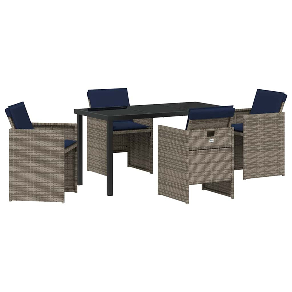 Ensemble de salle à manger pour jardin 5 pcs gris polyrotin