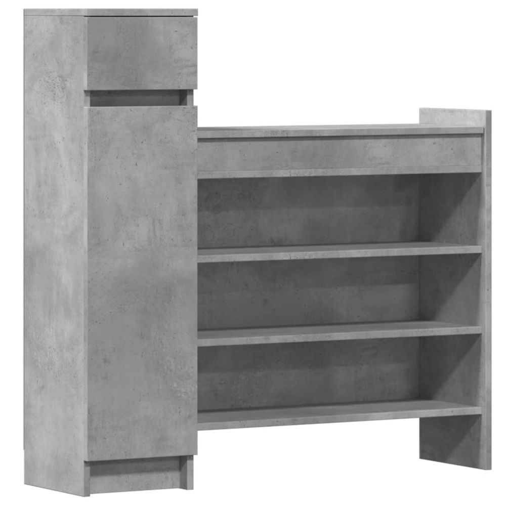 Armoire à chaussures gris béton bois d'ingénierie