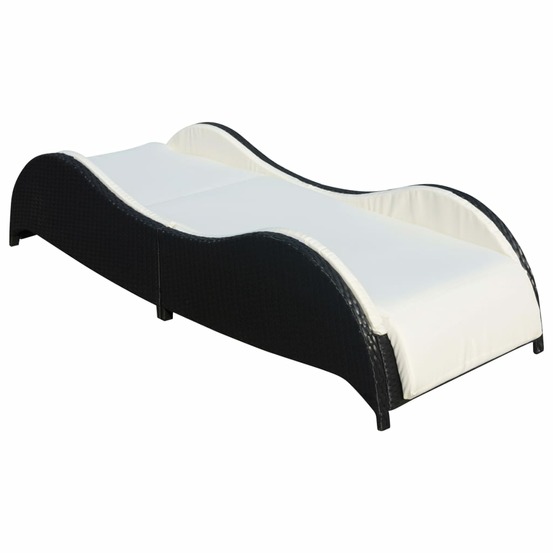 Chaise longue avec coussin résine tressée noir