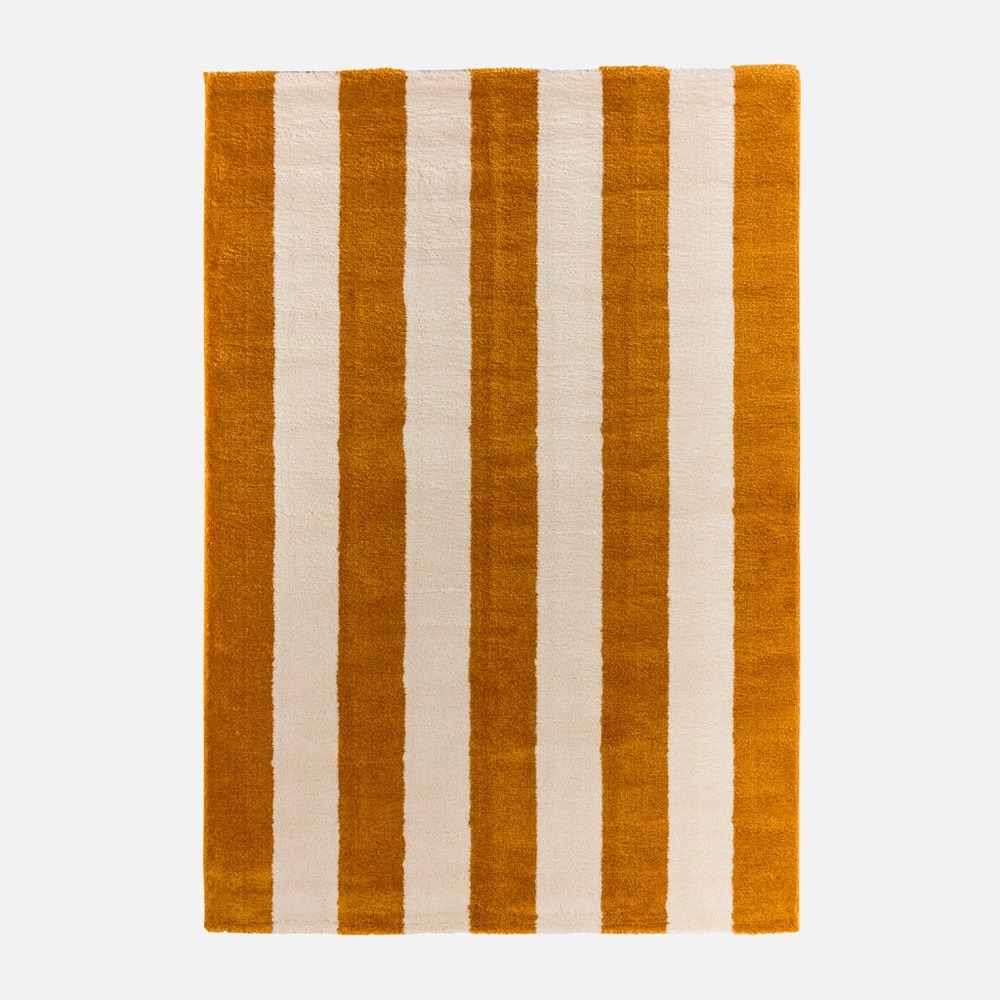 Tapis intérieur rayures ocre et blanc - pablo