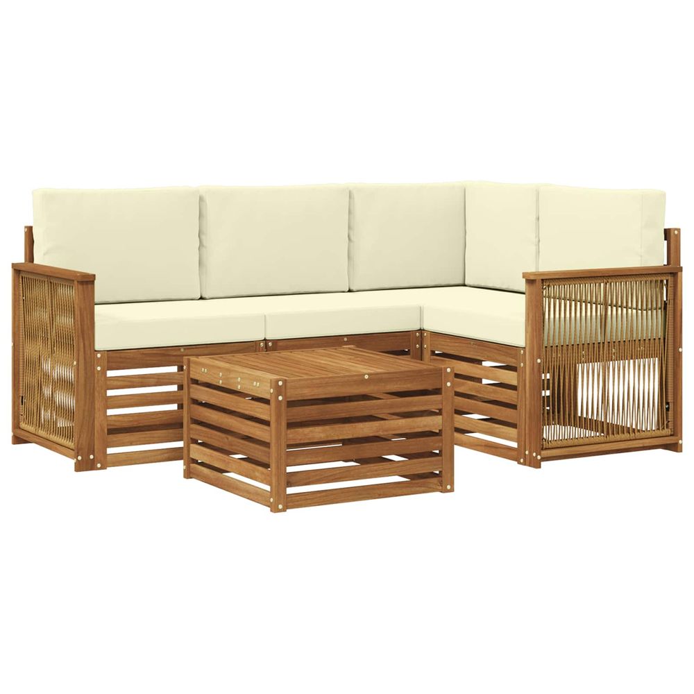 Ensemble de canapés d'extérieur 5 pc naturel et crème polyester
