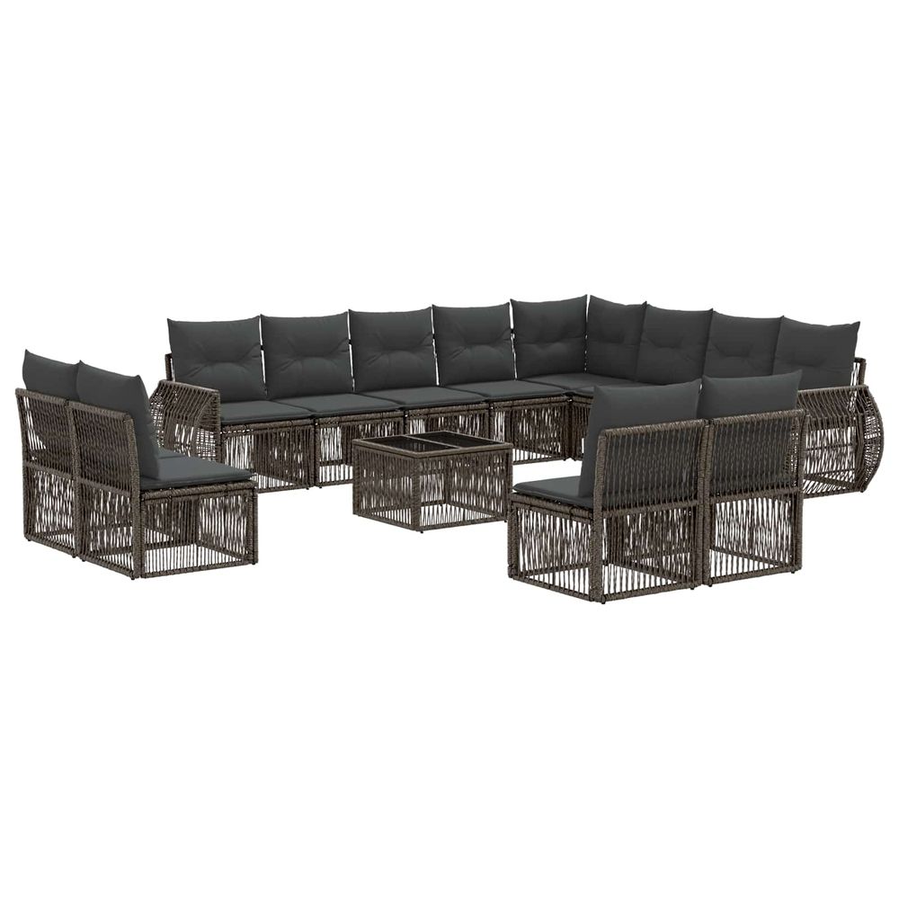 Ensemble de canapé de jardin 13 pc gris et gris foncé polyrotin