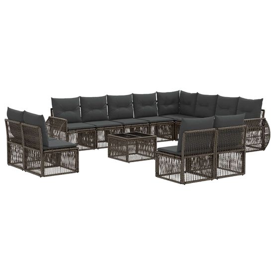 Ensemble de canapé de jardin 13 pc gris et gris foncé polyrotin