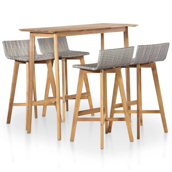 Ensemble à manger d'extérieur 5 pcs bois d'acacia solide