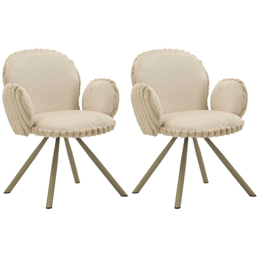 Fauteuil en tissu côtelé stockholm (lot de 2) crème