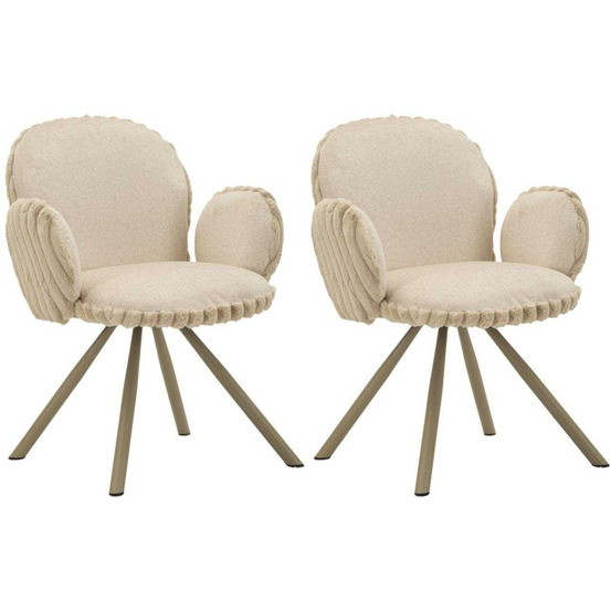 Fauteuil en tissu côtelé stockholm (lot de 2) crème
