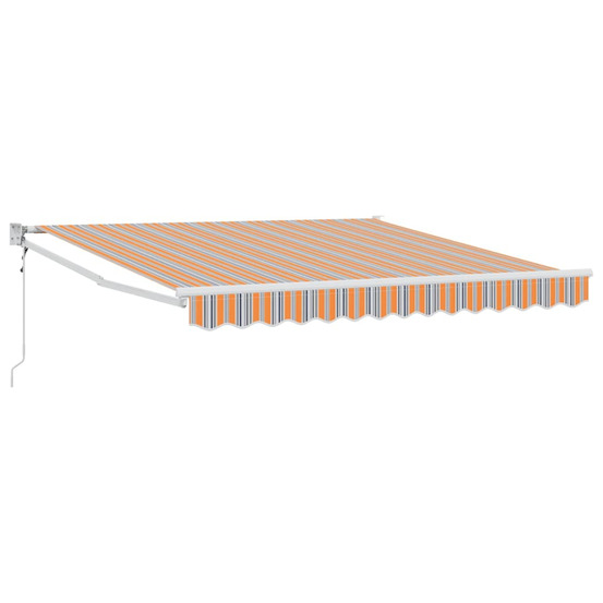 Auvent rétractable orange gris bleu blanc 350 x 250 cm tissu